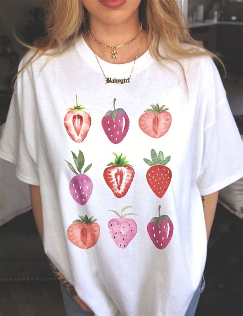 Strawberry Shirt Strawberry Clothes Strawberry Top Garden Etsy