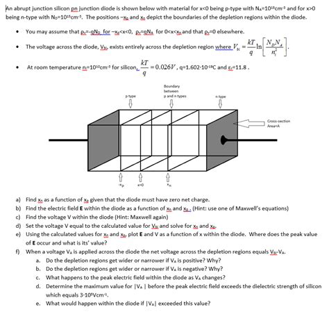 Solved An Abrupt Junction Silicon Pn Junction Diode Is Shown Chegg