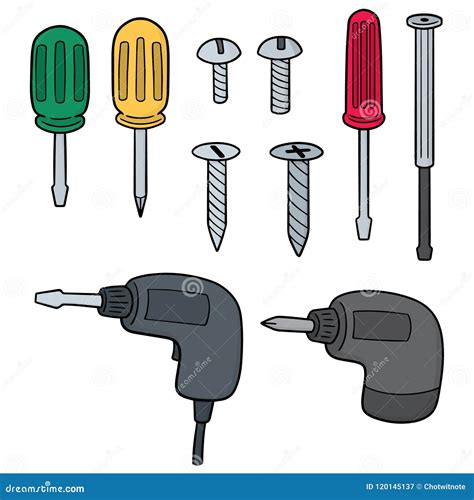传染媒介套螺丝和螺丝刀 向量例证 插画 包括有 恢复 专业人员 夹子 动画片 工程 布琼布拉 120145137