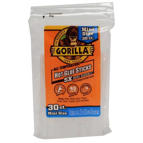 Gorilla In Mini Hot Glue Sticks Count The Home Depot