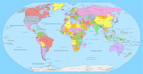 Premium Vector | Political world map Robinson projection