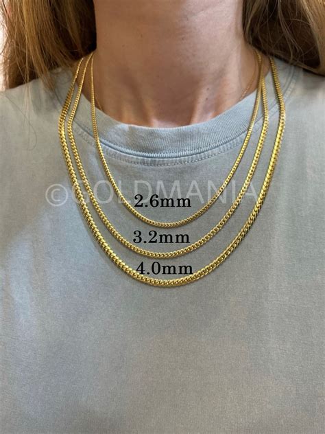 14K Solid Yellow Gold Miami Cuban Link Chain Necklace Etsy