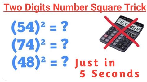 Trick To Find A Square Of Two Digit Numbers Find Square In 2 Seconds Trick Math Square Trick