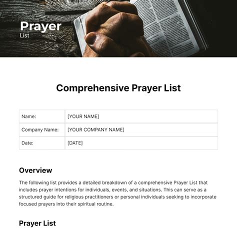 Free Prayer List Template To Edit Online