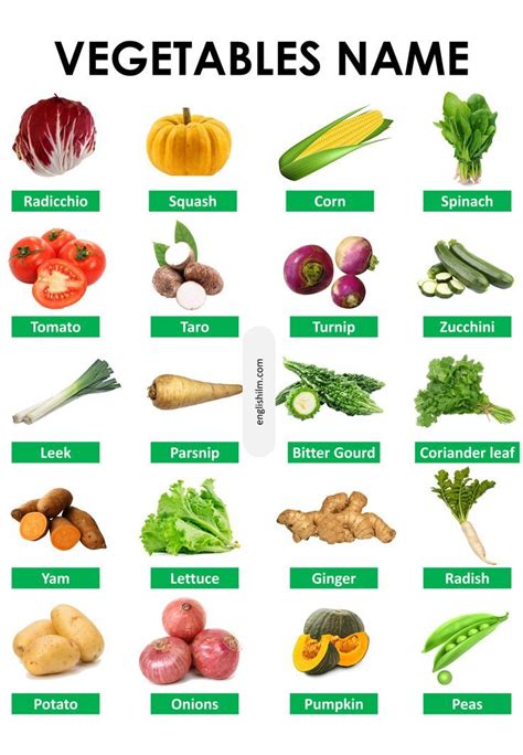 Vegetable Names In English With Images List Of Vegetables Vegetables