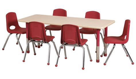 Ecr4kids 7 Piece 72 X 24 Rectangular Classroom Table And 12 Chair