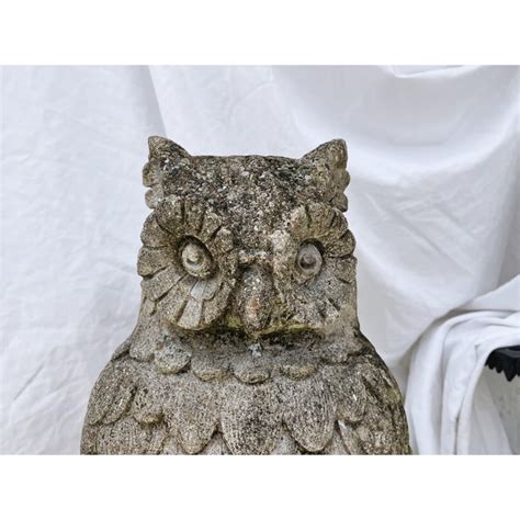 Vintage Heavy Cast Stone Owl Garden Statue By Henri Studio Palatine