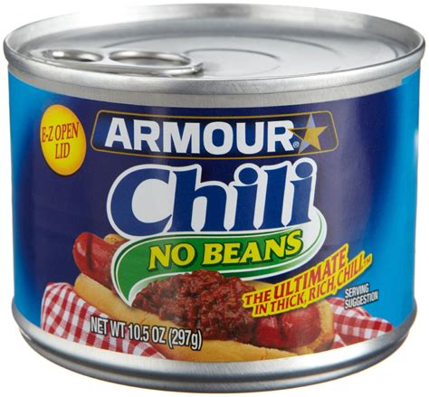 Armour Chili No Beans 105 Ounce Easy Open Cans Pack Of 12 Chili Soups