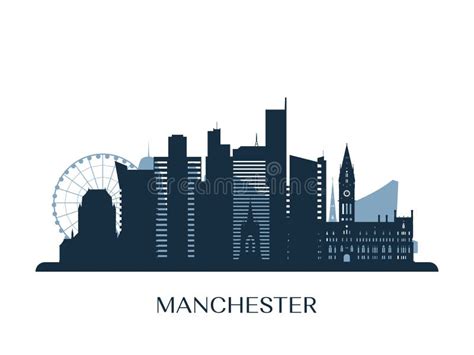 Manchester City Skyline Silhouette Vector Logo Illustration Stock