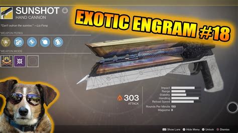 Destiny 2 Exotic Engram 18 Sunshot Hand Cannon YouTube