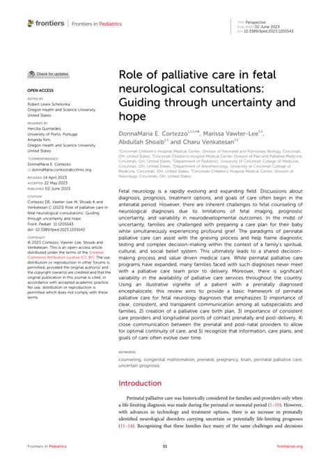 Pdf Role Of Palliative Care In Fetal Neurological Consultations