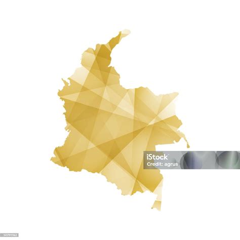 Vector Illustration Of Colombia Map With Yellow Colored Geometric