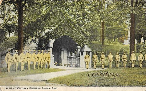 Canton Ohio C1910 Postcard Vault At Westlawn Cemetery Army Soldiers United States Ohio