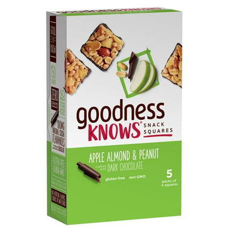 Goodnessknows Gluten Free Snack Square Bars Apple Almond Peanut And Dark