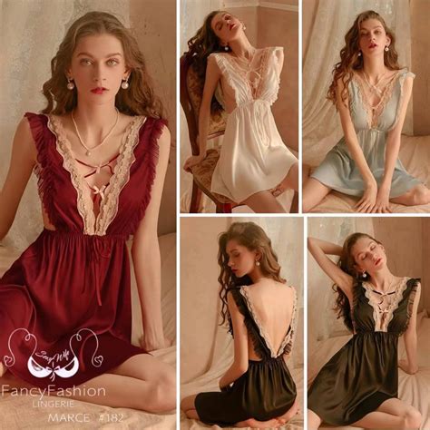 Jual Sl Sexy Lingerie Baju Tidur Sexy Wanita Lingerie Dress Satin