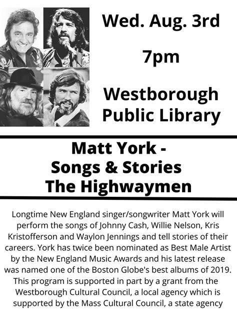 Aug 3 | The Highwaymen - Songs & Stories | Westborough, MA Patch