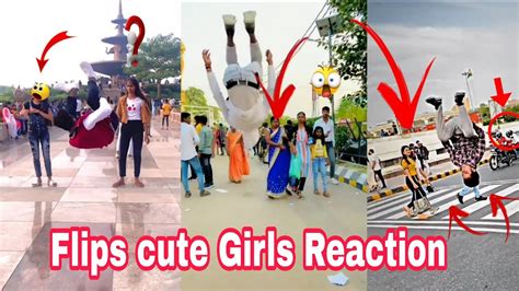 Tik Tok Stunt On Girls Reaction🙈 ️ Flips In Public Reaction😍flip