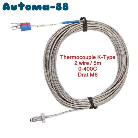 Promo Thermocouple Termokopel Type K Drat M6 0 400c Temperature Sensor