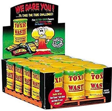 Toxic Waste Yellow Sour Candy Drum 12 Pack