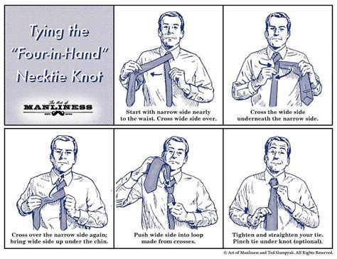 How To Tie A Four In Hand Necktie Knot Your 60 Second Visual Guide Windsor Tie Half Windsor