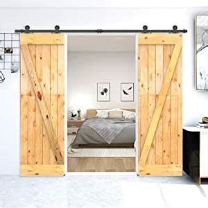 7FT 213cm Noir Grange En Bois Double Ensemble De Hardware Porte