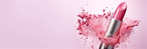 Premium Ai Image Lipstick And Smeared Lipstick Stains On Pink Banner