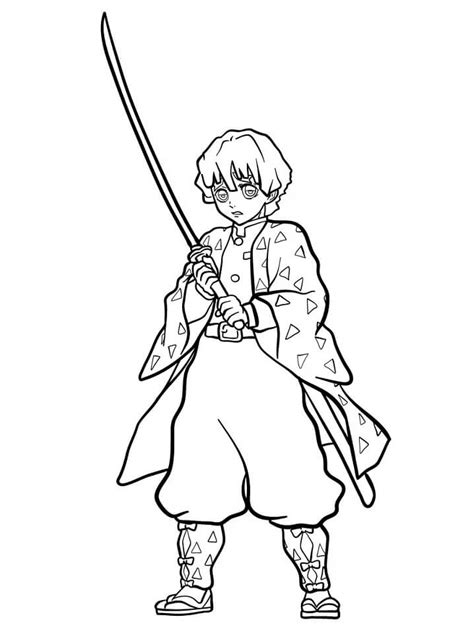 Action Zenitsu Demon Slayer Coloring Page Free Printable Coloring