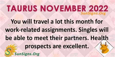 Taurus November 2022 Monthly Horoscope Predictions Sunsigns