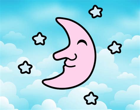 Dibujo De Luna Con Estrellas Pintado Por En Dibujos Net El D A