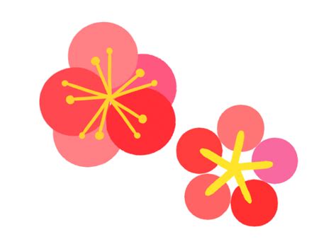 いろんなカラーの梅の花のイラスト 無料イラスト素材｜素材ラボ