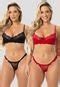 Kit Conjunto Lingerie De Renda Aro MdMix Preto E Vermelho Compre Agora Dafiti Brasil
