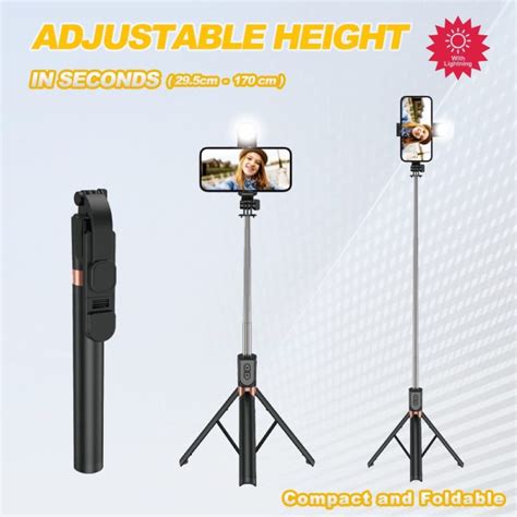 Tongsis Bluetooth 1 7M LED 4 In 1 Tripod Remote LED Tongsis 170cm K9