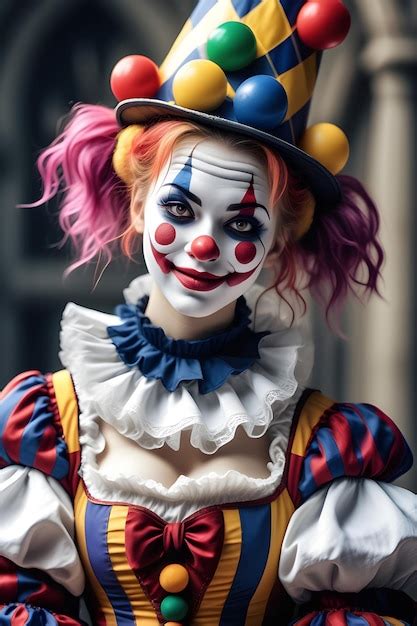 Imagen Realista De Una Mujer Vestida Con Un Disfraz De Payaso Joker Ai Generative Foto Premium