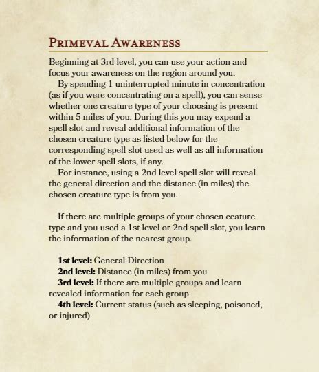 Primeval Awareness Rework Feedback Request Rdndhomebrew