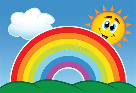 Regenboog Wolk En Zon Vector Illustratie Illustration Of Helder