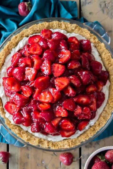 Homemade Strawberry Cream Cheese Pie In A Graham Cracker Crust With A