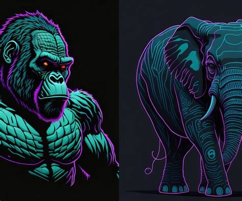 ArtStation - 100 Neon Animal Illustration Collection - Vol 2 | Artworks