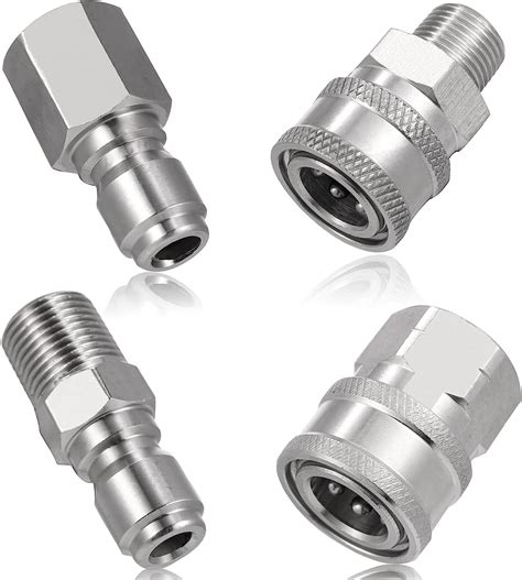 2 Sets Npt 38 Inch Pressure Washer Coupler Quick Connect Plug Stainless Steel Male And Female