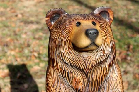 Rusty Brown Bear Chainsaw Carving Wood Sculpture 20 23 Etsy Abstract