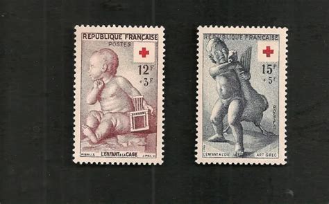 FRANCE 1955 CROIX ROUGE 2 TIMBRES YT 1048 NEUF 1049 NEUF Trace