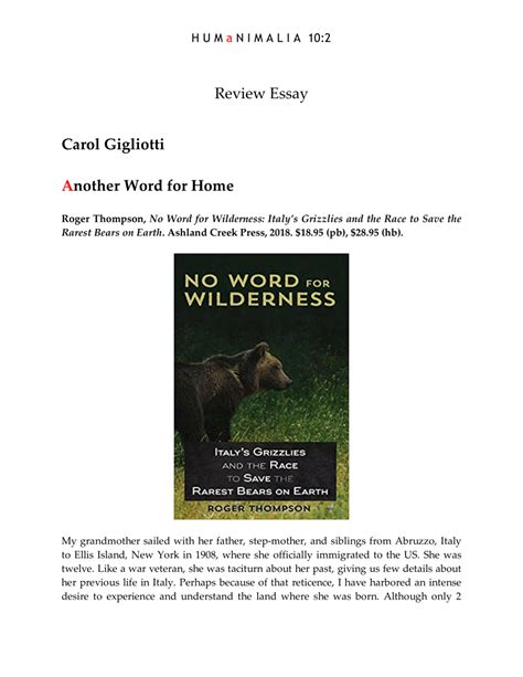 Pdf Another Word For Home Roger Thompson No Word For Wilderness