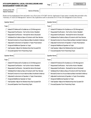 Fillable Online Thoracic Supplemental Local COI Disclosure And