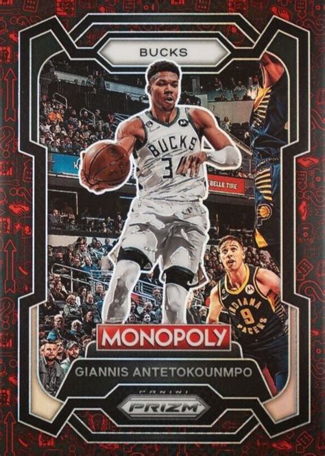 Giannis Antetokounmpo 2023 Prizm Monopoly 49 Monopoly Red Pattern