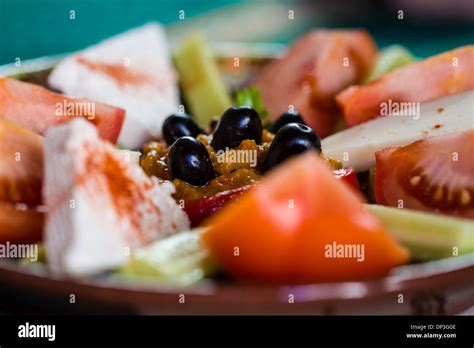 Tomato Sald With Mozzarella Olives And Pepper Stock Photo Alamy