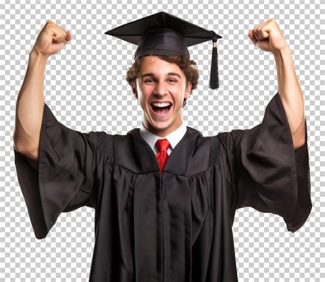 Graduaci N De Hombre Feliz Aislado Sobre Fondo Transparente Archivo