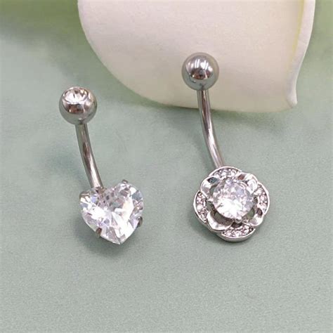 Piercing Nombril En Acier Chirurgical 14G Piercing Nombril Or Argent