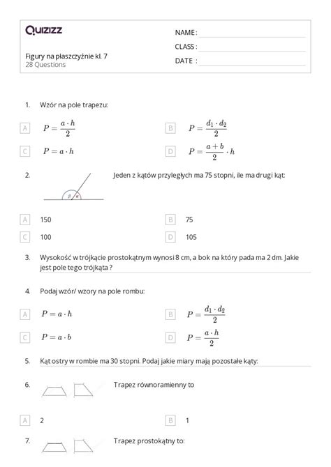 Ponad 50 Figury na płaszczyźnie arkuszy roboczych dla Klasa 8 w Quizizz