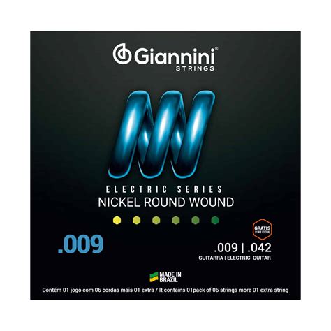 Encordoamento Para Guitarra Giannini Nickel Round Wound GEEGST9 009