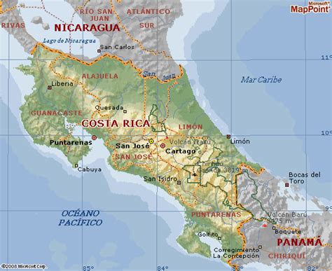 Mapa De Costa Rica Mapa F Sico Geogr Fico Pol Tico Tur Stico Y