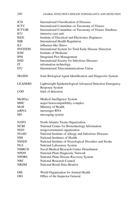 Appendix B Acronyms Global Infectious Disease Surveillance And Detection Assessing The